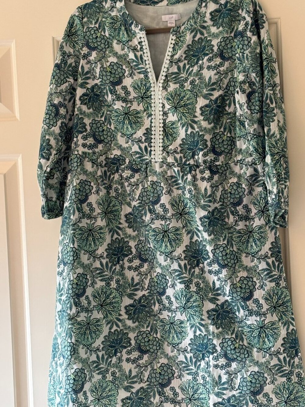 NWT J.Jill Printed Split Neck Dress Sz S
